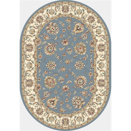 Dynamic Rugs Ancient Garden 5 ft. 3 in. x 7 ft. 7 in. Oval 57365-5464 Rug - Light Blue/Ivory ANOV69573655464